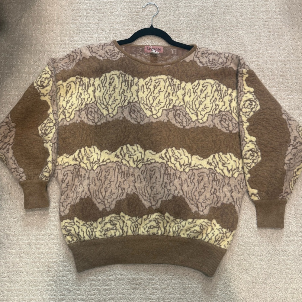 Levanté Vintage Angora and lambswool floral Sweater size medium